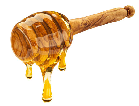 Honey dipper isolated on white backgroundの写真素材