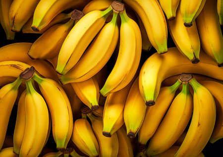 Banana background, top view, AI generatedの素材