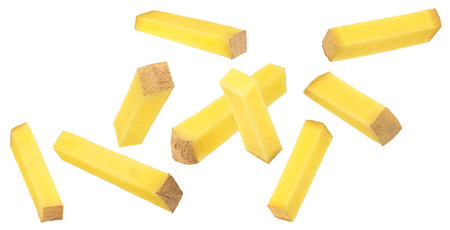 Ginger root sticks isolated on white backgroundの写真素材