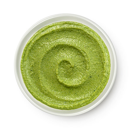 Broccoli cream soup isolated on white background.の写真素材