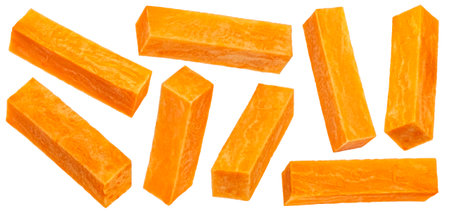 Sweet potato sticks isolated on white backgroundの写真素材