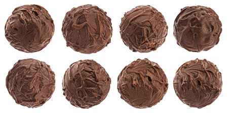 Chocolate balls isolated on white background with clipping pathの写真素材