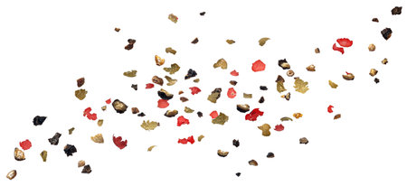 Ground peppercorn splash isolated on white background with clipping pathの写真素材