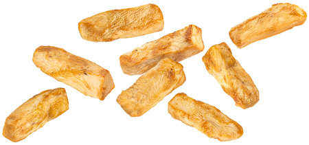 Grilled chicken sticks isolated on white background with clipping pathの写真素材