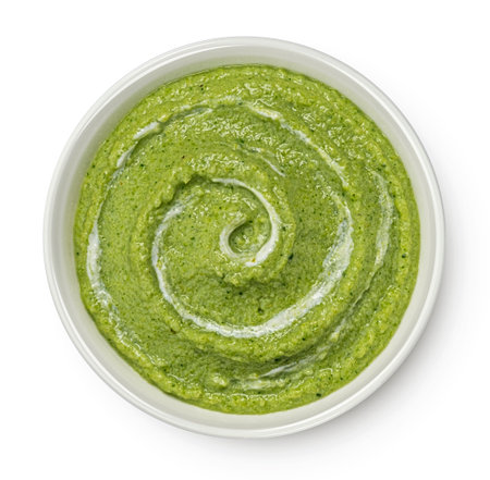 Broccoli cream soup isolated on white background.の写真素材