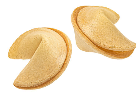 Fortune cookies isolated on white background with clipping path, assortment, full depth of fieldの写真素材