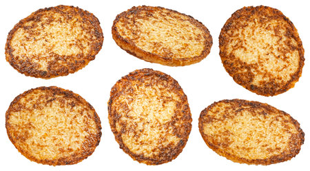 Potato pancakes isolated on white background with clipping pathの写真素材