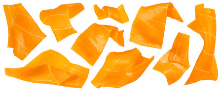 Vegan plant based salmon slices isolated on white background with clipping path, package design elementの写真素材
