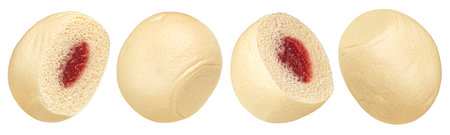 Steamed bun filled with fruit jam isolated on white background with clipping path, package design elementの写真素材