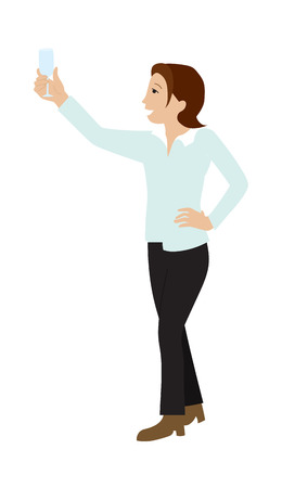 Woman in a formal clothes raising champagne glass, flat vectorのイラスト素材