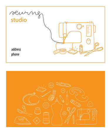 Sewing studio business card vector templateのイラスト素材