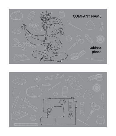 Sewing studio business card vector templateのイラスト素材