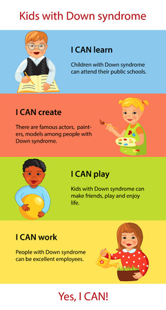 Children with Down syndrome facts infographicsのイラスト素材