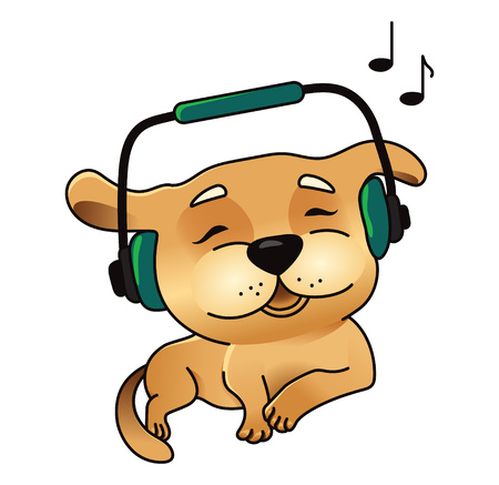 Cute dog in headphones.のイラスト素材