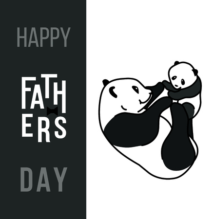Happy fathers day card, Dad and kid animalsのイラスト素材