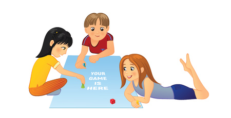 Kids playing board gameのイラスト素材