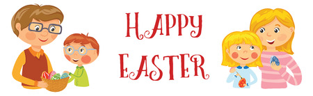 Family Happy Easter bannerのイラスト素材