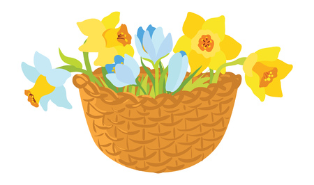 Basket with spring flowersのイラスト素材
