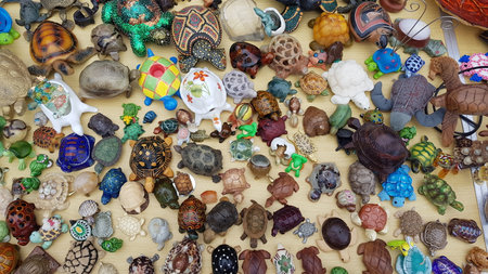 Colorful handmade souvenirs on the street market in Istanbul, Turkeyの写真素材