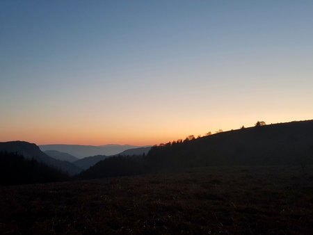 Sunrise in the Carpathian Mountains. Ukraine, Europe.の写真素材