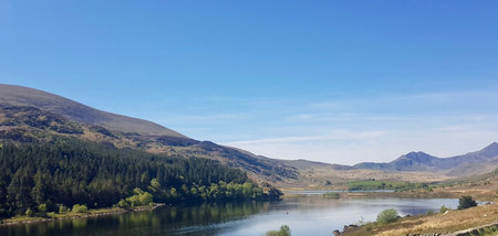 Panoramic view of Loch Lomond in Scotland, UKの写真素材