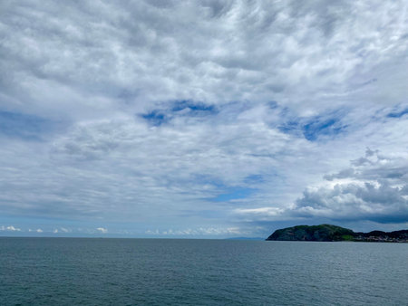 Seascape with clouds and blue sky in the summer season.の写真素材