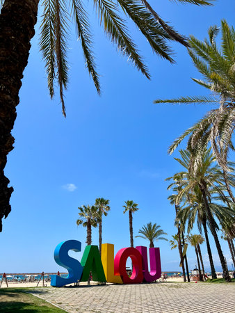 Colorful letters on the beachの写真素材