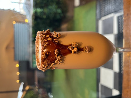 Coffee ice cream in a glass cup on the table.の写真素材