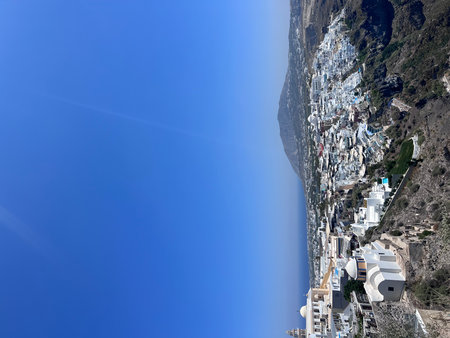 Panoramic view of Santorini, Greece. Santorini is one of the most beautiful cities in the world.の写真素材
