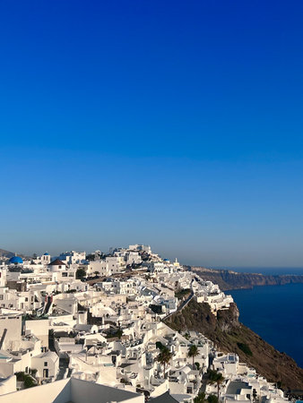 White architecture on Santorini island, Greece. Beautiful summer landscapeの写真素材