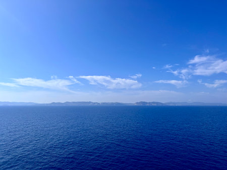 Beautiful sea and blue sky background. Sea and sky background.の写真素材