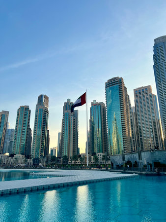 Modern skyscrapers in Dubai, UAE. Dubai was the fastest developing city in the world between 2002 and 2008.の写真素材