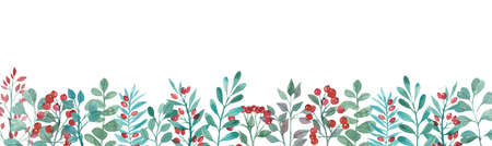 watercolor twig with foliage, Spring twigs, summer greens, tropical twigs