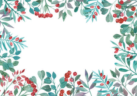 watercolor twig with foliage, Spring twigs, summer greens, tropical twigs