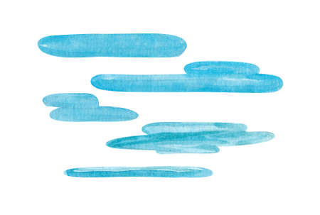 watercolor texture of water, set with puddlesの写真素材