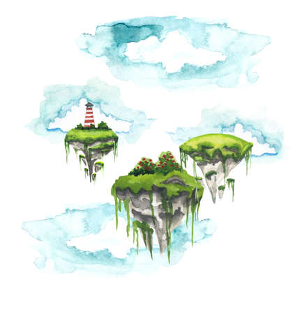 island flying in the skyの写真素材