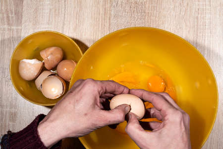 preparin eggs for spanish omelete break moment