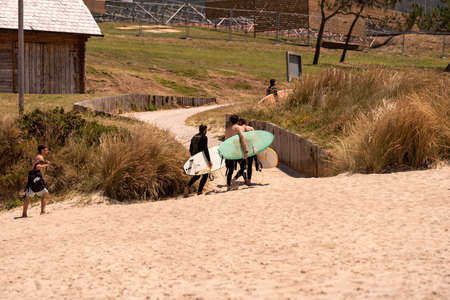 13 August 2021 Pantin beach spain surfers before championshipのeditorial素材