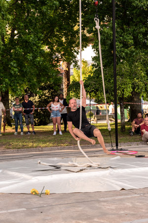 cangas, pontevedra, Spain - july, 3, 2022 Girisho Gordon of the company destronauts.のeditorial素材