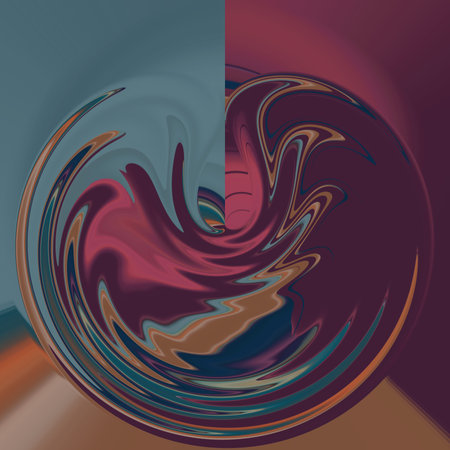 A unique abstract illustration. Original wallpapers. A screensaver mobile devices. A beautiful image will decorate design projects and ideas. A unique combination of lines, waves of curves, texturesの写真素材