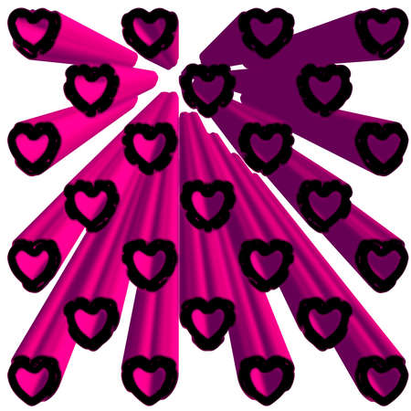 Repeating patterns with hearts. Raster illustration. Background for posters, postcards, banners,...