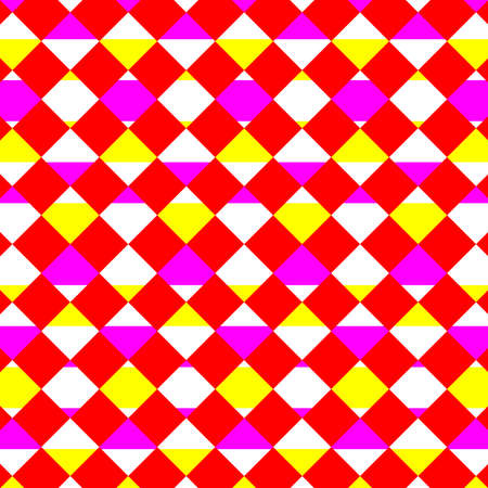 Checkered pattern. Harmonious interweaving of multicolored stripes. Great for decorating fabrics, textiles, gift wrapping, printed products, advertising, scrapbooking. Red, pink and yellow figuresの写真素材