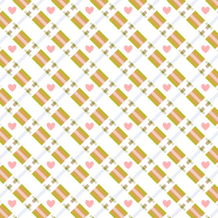 Checkered background decorated with hearts. Background for albums, scrapbooking, art objects,...