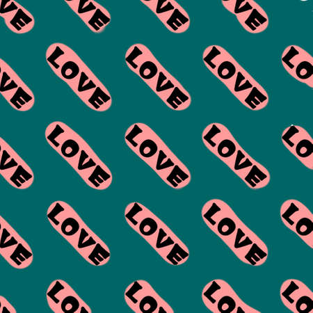 An illustration with the inscription - Love. Repeating lettering. Background for scrapbooking,...