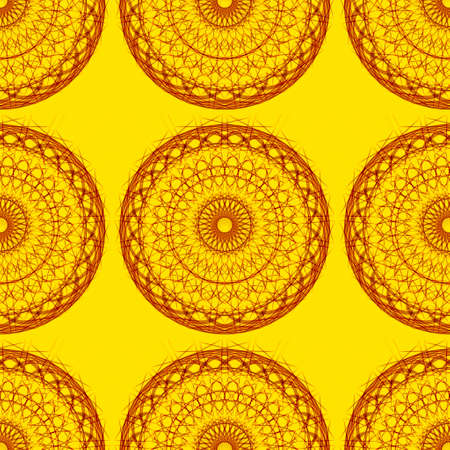 The original mandala. Repeating floral patterns. Mandala in yellow-orange color.の写真素材
