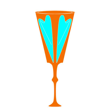 A beautiful blue glass for drinks with a picture of a heart.の写真素材