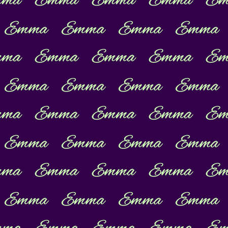 The female name is Emma. Background with the female name Emma. Seamless pattern. A postcard for...