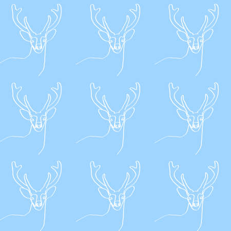 Deer. A deer's head drawn with a single line. An image of a Christmas deer. A festive deer. Background for postcards, banners, covers, albums, mobile screensavers, scrapbooking, advertising, blogs.の写真素材