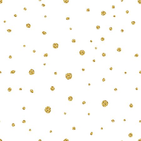 Seamless New Year brilliant glitter pattern. Gold shiny Sparkles isolated on white background. Trendy Christmas Vector stock illustration for the holidays, wallpaper, posters, wrapping paper, textileのイラスト素材