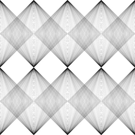 Abstract vector seamless pattern. Parallel lines and squares isolated on white background. Visual effect. Stock illustration for wallpaper, wrapping paper, paper, decoration, posters, textiles, cardsのイラスト素材